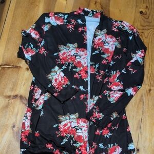 Floral Black Kimono Cardigan